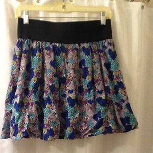 Floral multi colored blues and purples skirt